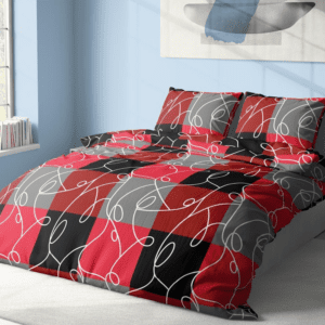 Bavlnené obliečky 4 dielna sada Červené– moderný geometrický vzor
