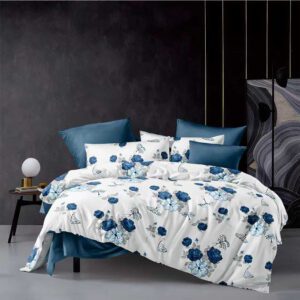Polnočný modrý kvet – 7-dielna posteľná súprava