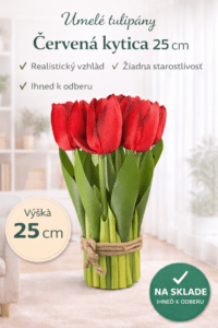 Umelé tulipány – červená kytica 25 cm