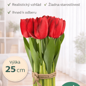 Umelé tulipány – červená kytica 25 cm