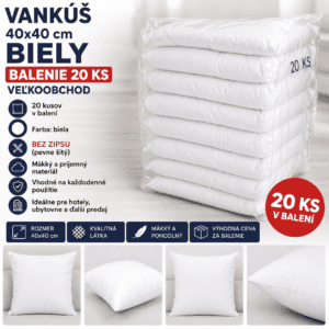 Vankúš 40 × 40 cm – vyšívaný  šitý, polyesterová výplň – balenie 20 ks