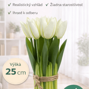 Umelé tulipány – biela kytica 25 cm