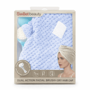 Sada na starostlivosť o pleť – kefka na tvár + rýchloschnúca čiapka na vlasy