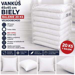 Vankúš 45 × 45 cm – vyšívaný  šitý, polyesterová výplň – balenie 20 ks
