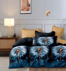 7-dielnu posteľnú súpravu s moderným motívom púpavy