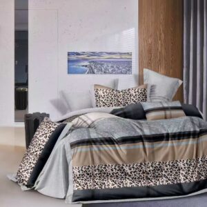 7-dielnu posteľnú súpravu Modern Beige Leopard