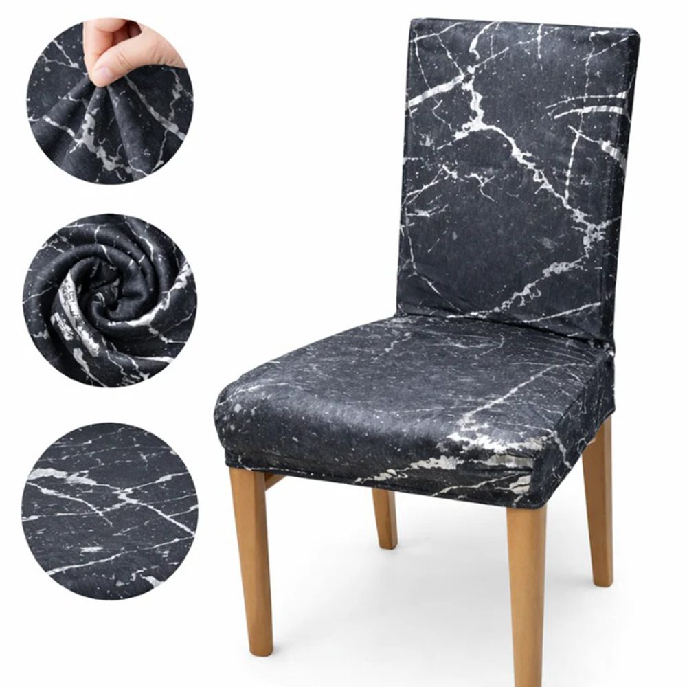 Elastický poťah na stoličku – moderný mramorový dizajn