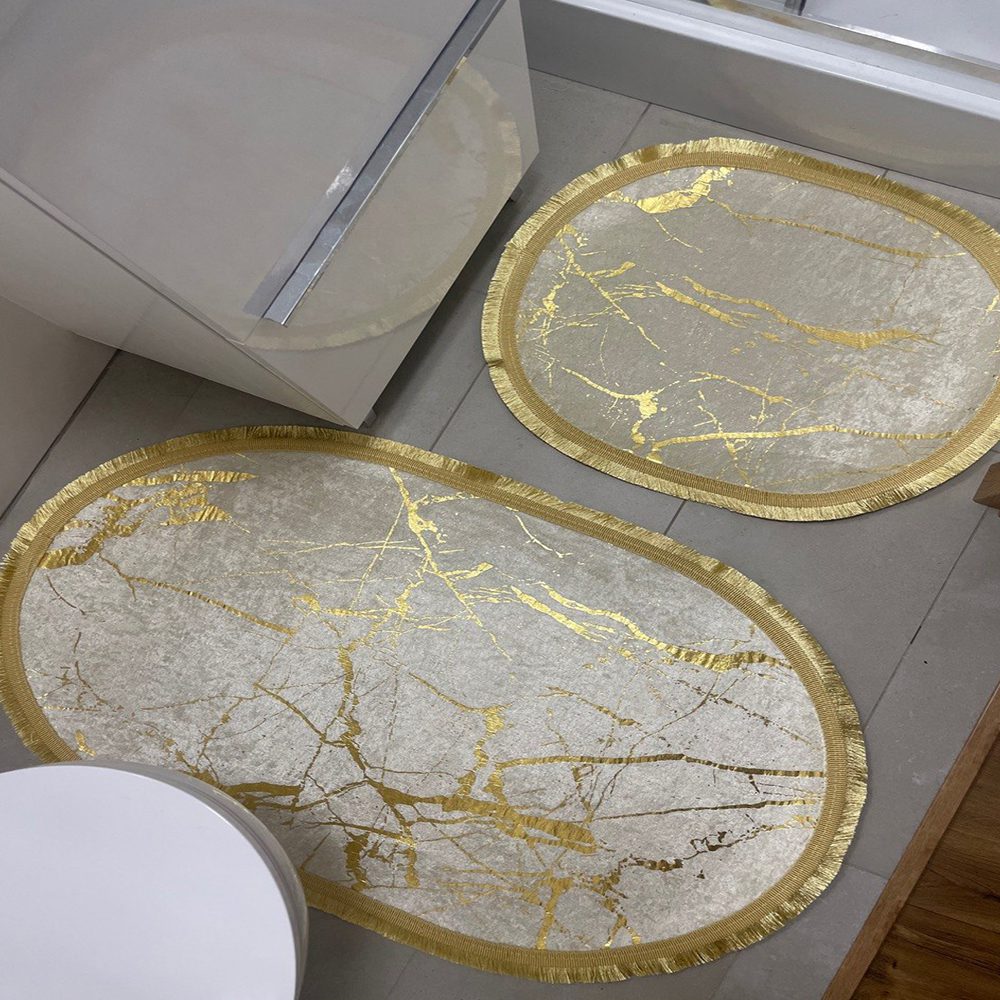 Luxusná kúpeľňová predložka – mramorový dizajn 2 ks set