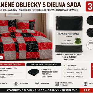 Luxusná 5-dielna bavlnená sada ANNA – Moderný dizajn + Jersey plachta