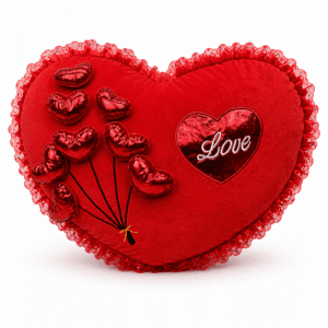 Plyšový vankúš v tvare srdca – LOVE (45 cm)