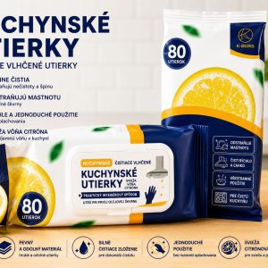 Kuchynské vlhčené utierky – citrónová vôňa 80 ks