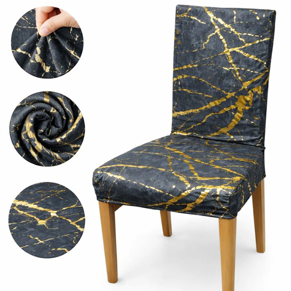 Elastický poťah na stoličku – moderný mramorový dizajn