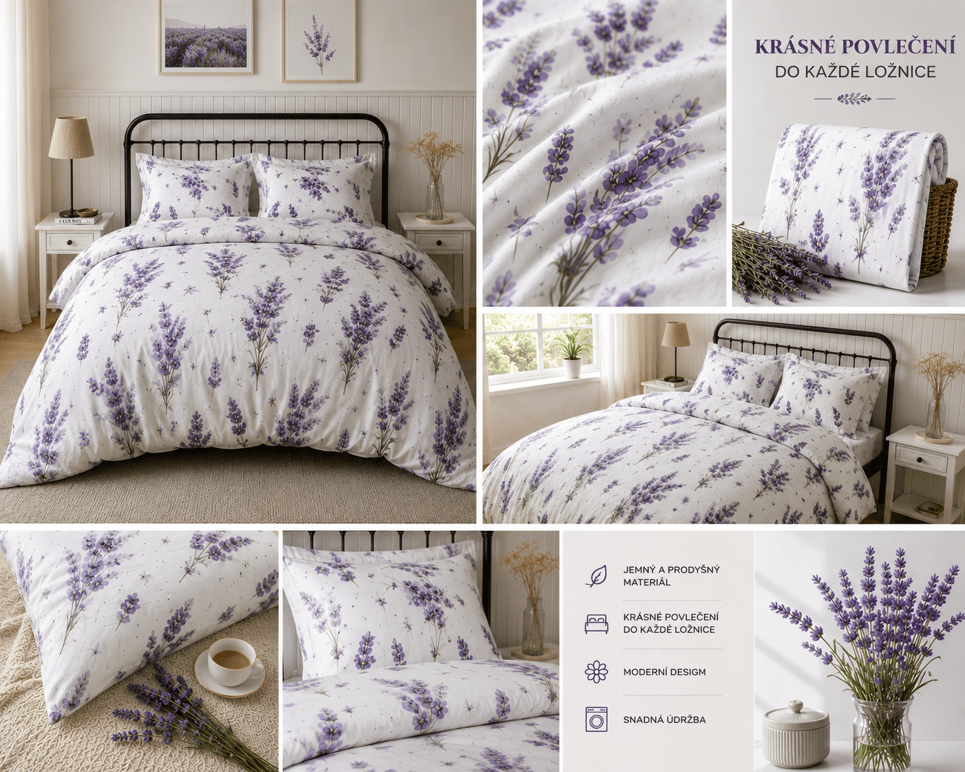 bavlnené obliečky Lavender 4 dielna sada – Obrázok 2