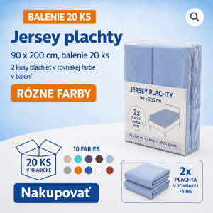 Jersey napínacia plachta 90x200 cm – balenie 20 ks | 130 g/m² | S gumou po obvode