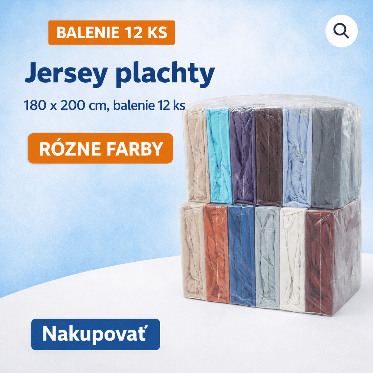 Jersey napínacia plachta 180x200 cm – balenie 12 ks | 130 g/m² | S gumou po obvode (Kópia)