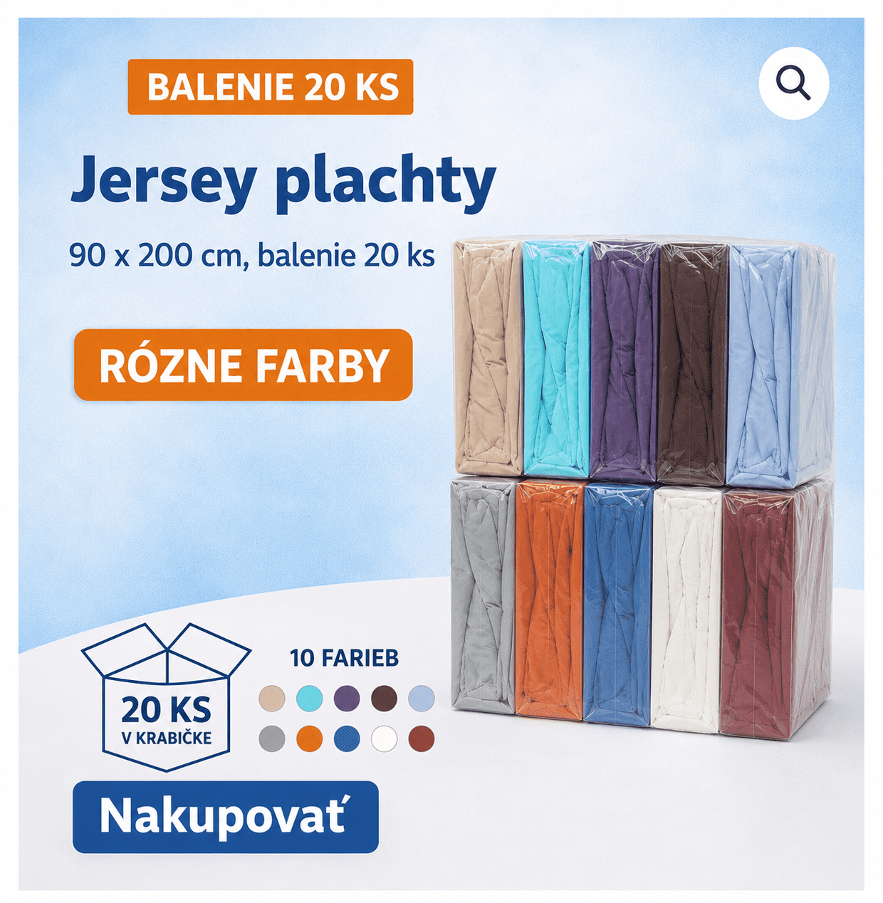 Jersey napínacia plachta 90x200 cm – balenie 20 ks | 130 g/m² | S gumou po obvode – Obrázok 2