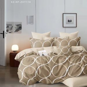 Luxusné 7-dielne bavlnené obliečky so zipsom – Béžový moderný dizajn | NEWTEX