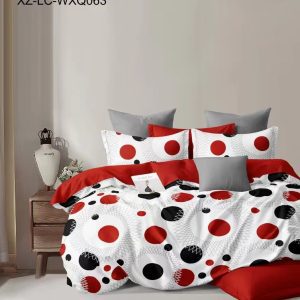 NEWTEX Red Dots – 7-dielne bavlnené obliečky so zipsom 140x200