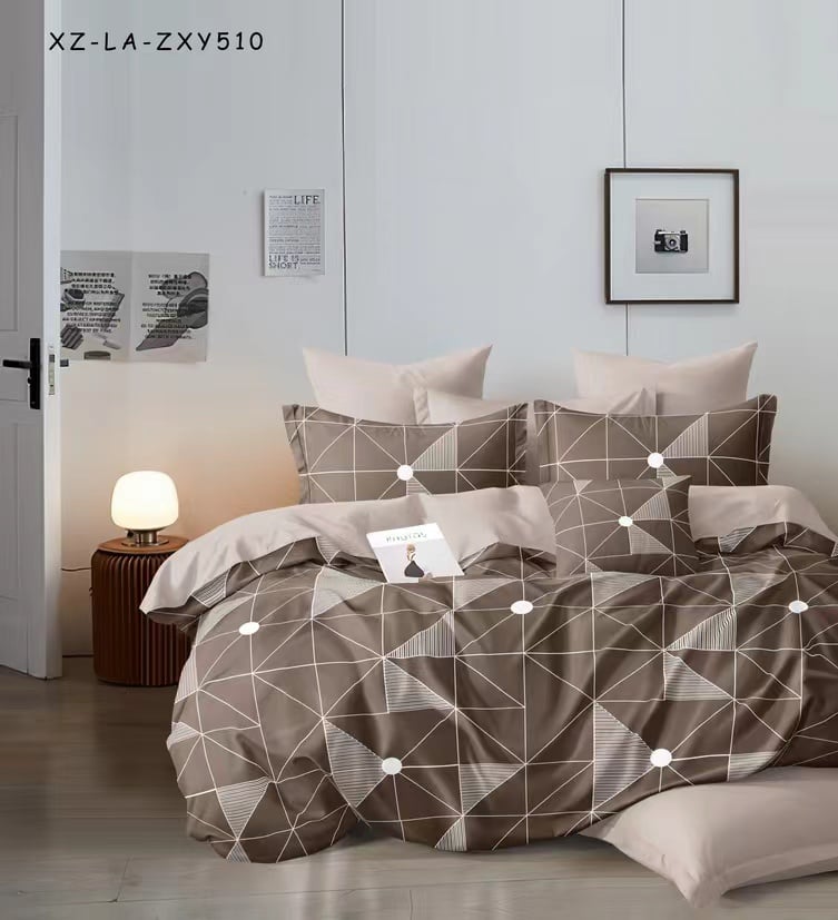Bavlnené obliečky Geometric Brown – 7 dielna sada